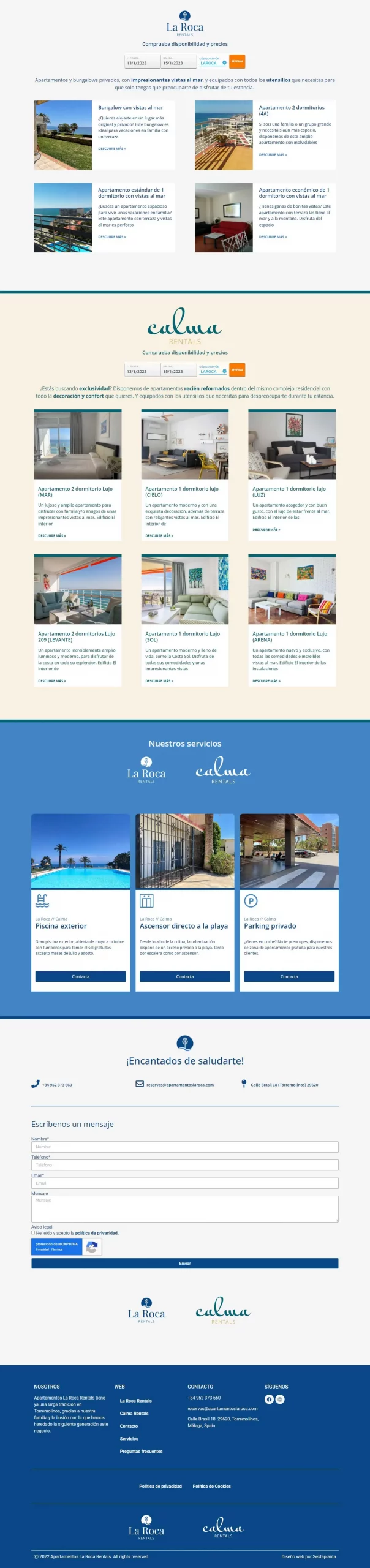 Diseño web con motor de reservas de Apartamentos La Roca Rentals