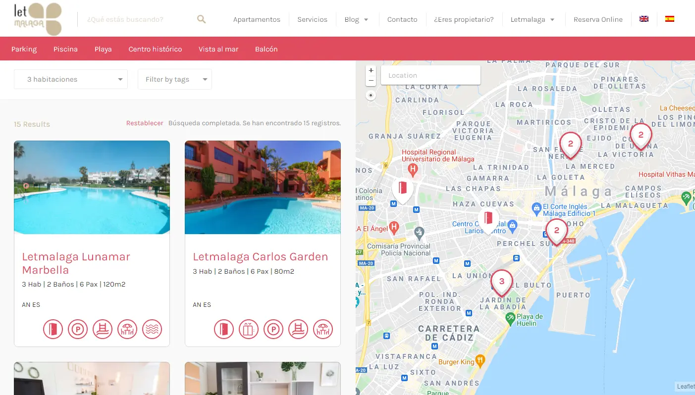 Diseño web con motor de reservas de Apartamentos Turísticos Letmalaga