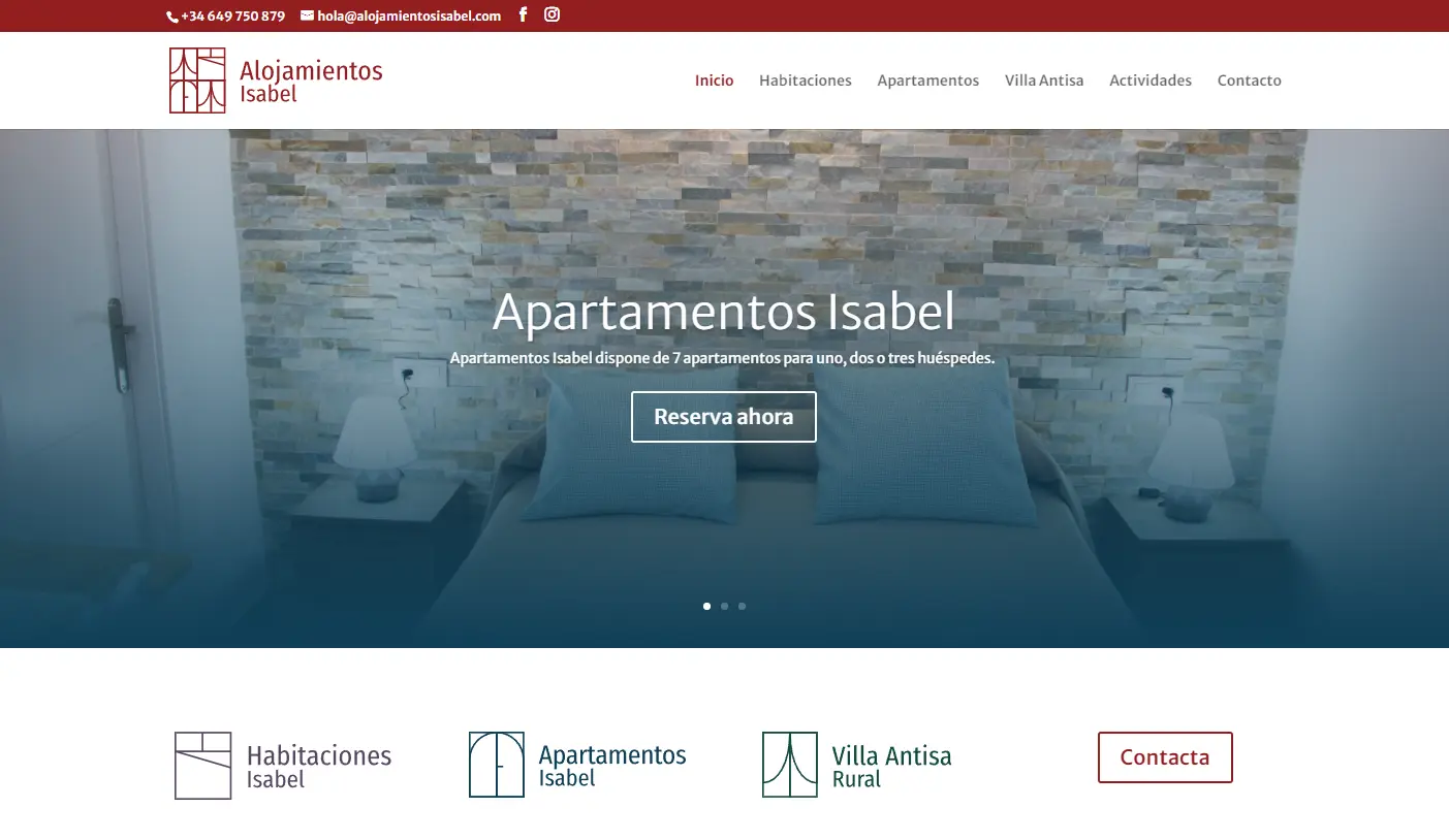 Diseño web de Alojamientos Isabel