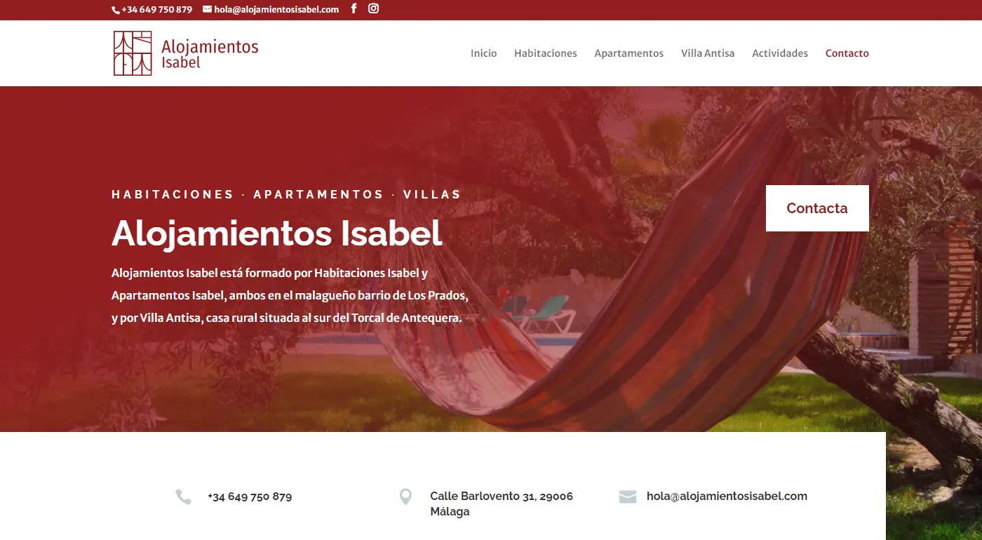 Diseño web de Alojamientos Isabel
