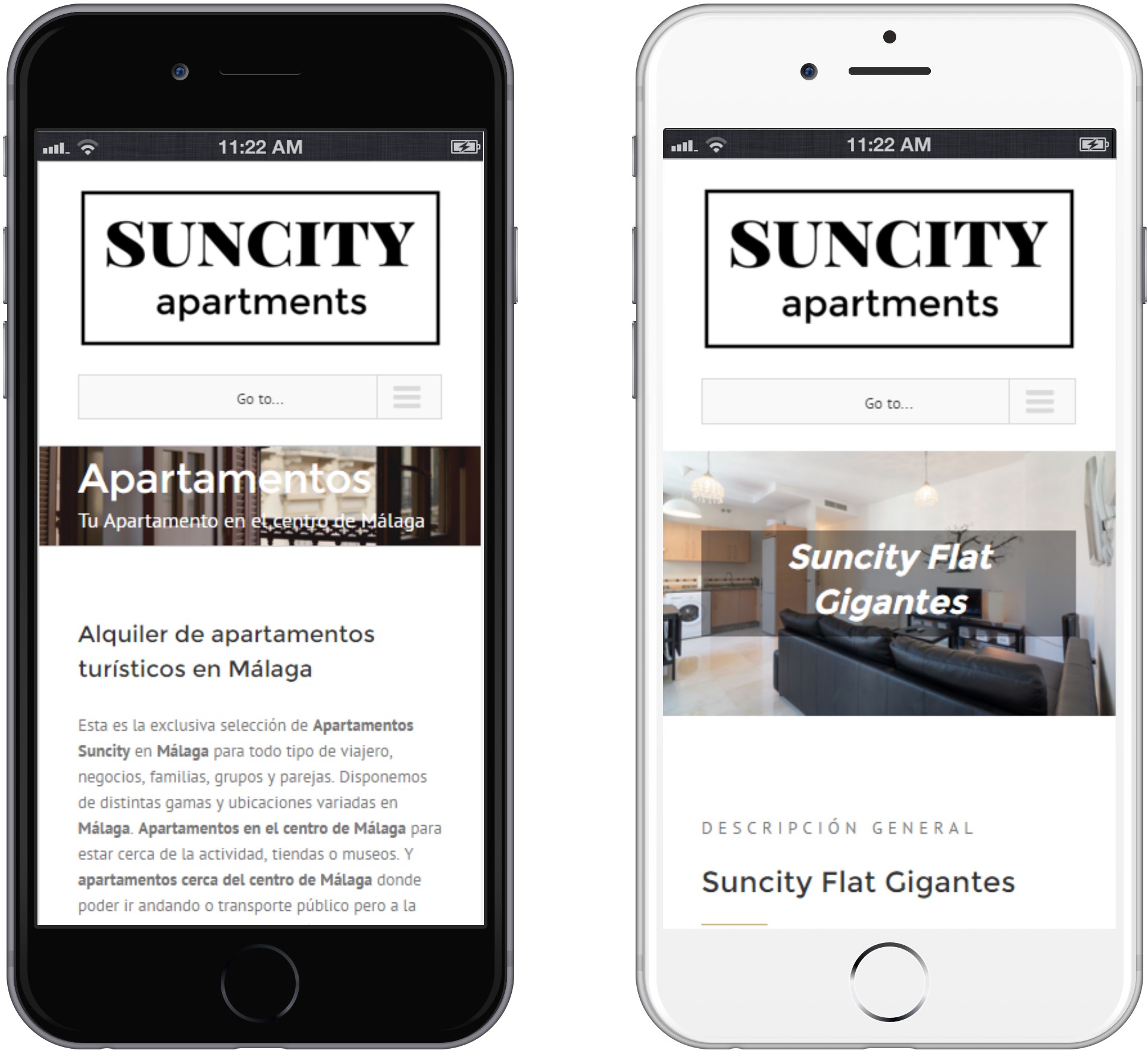 Diseño Web de los Apartamentos Suncity móvil